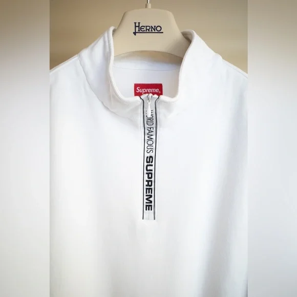 Supreme Sweaters Supreme World Famous Quarter Zip Crew White L